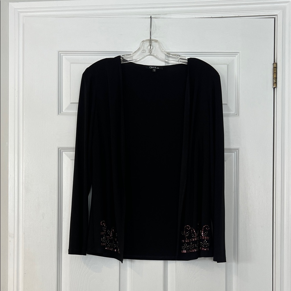 Onyx Nite Black Cardigan with Pink Accents